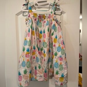 Lucky Jade White Sundress with Multicolor Pineapple Print - 3t